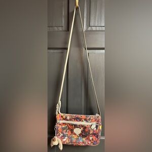 Kipling Medium Size Multi-Color & Tan Crossbody Purse with Adjustable Strap